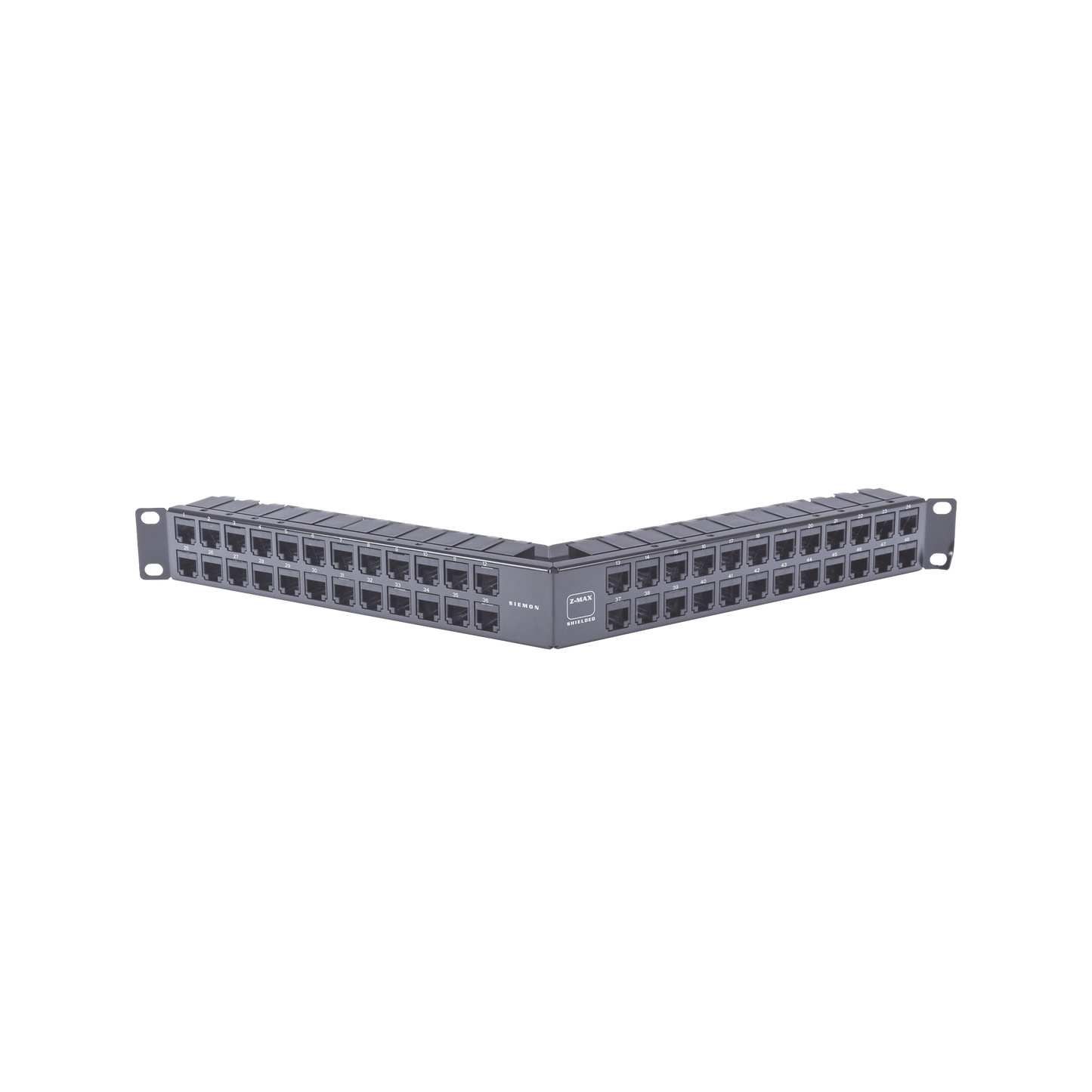 Patch Panel Z-MAX, Blindado, de 48 puertos, Modular, Angulado, 1UR