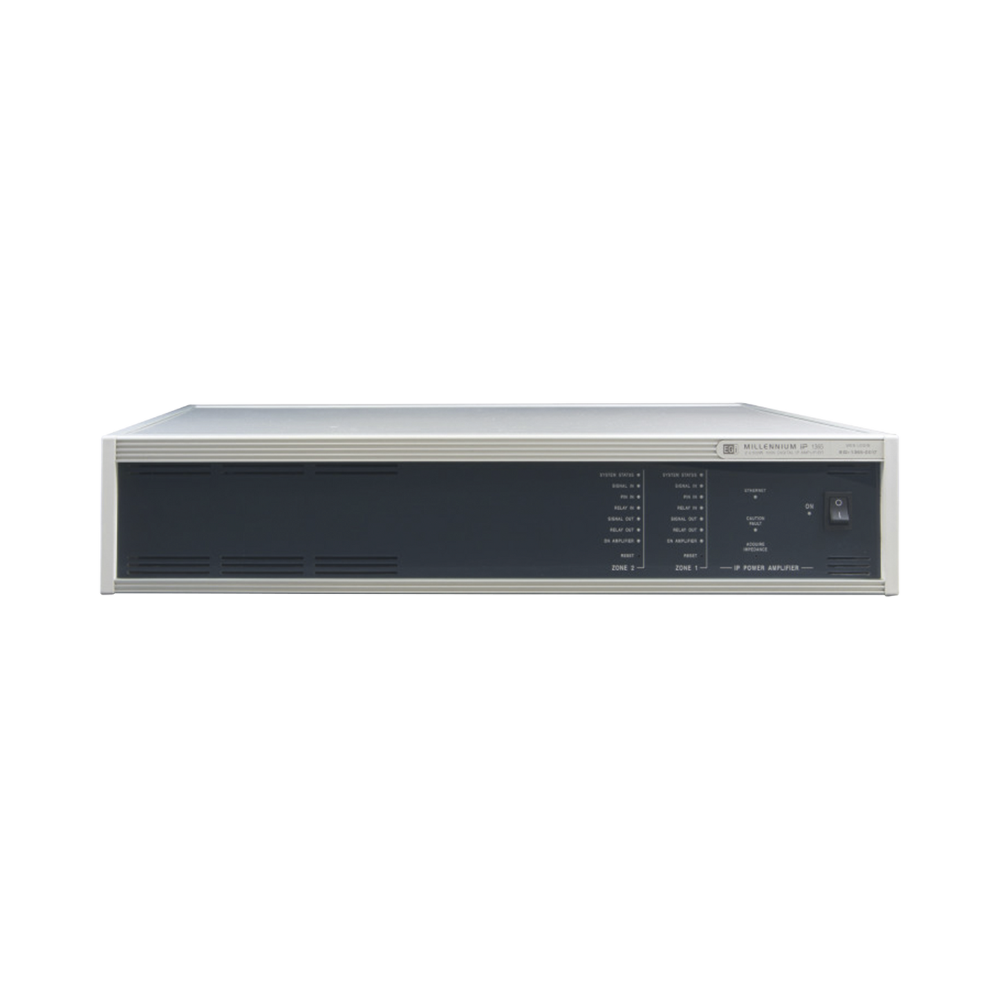 ETAPA DE POTENCIA DIGITAL 2x240W 100V  MILLENNIUM IP CON CONECTIVIDAD IP LAN, SUPERVISON, CALIDAD DE SONIDO HQ PARA 2 ZONAS, EN FORMATO RACK 2U