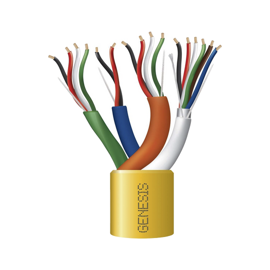 Bobina de cable de 305 metros, color amarillo, compuesto por:  6 x 22 AWG blindados, 4 x 18 AWG, 4 x 22 AWG, y 2 x 22 AWG, para aplicaciones en control de acceso.