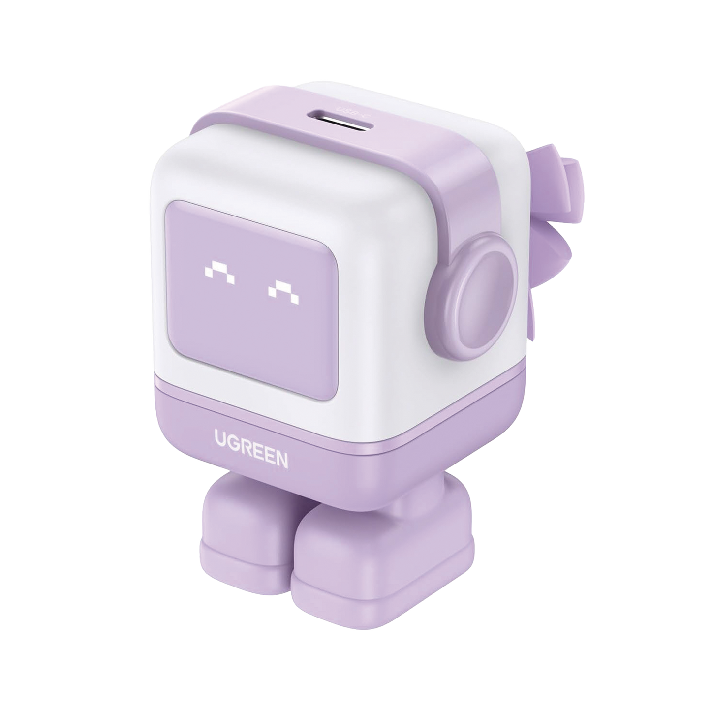 Cargador Mini GaNRobot de 30W serie Nexode / 1 USB-C de Carga Rápida / Tecnología GaN II / Multiprotocolo PD/QC/SCP/FCA / Carga Inteligente / Pantalla LED / Zapato Magnético Extraíble / Thermal Guard / Color Morado