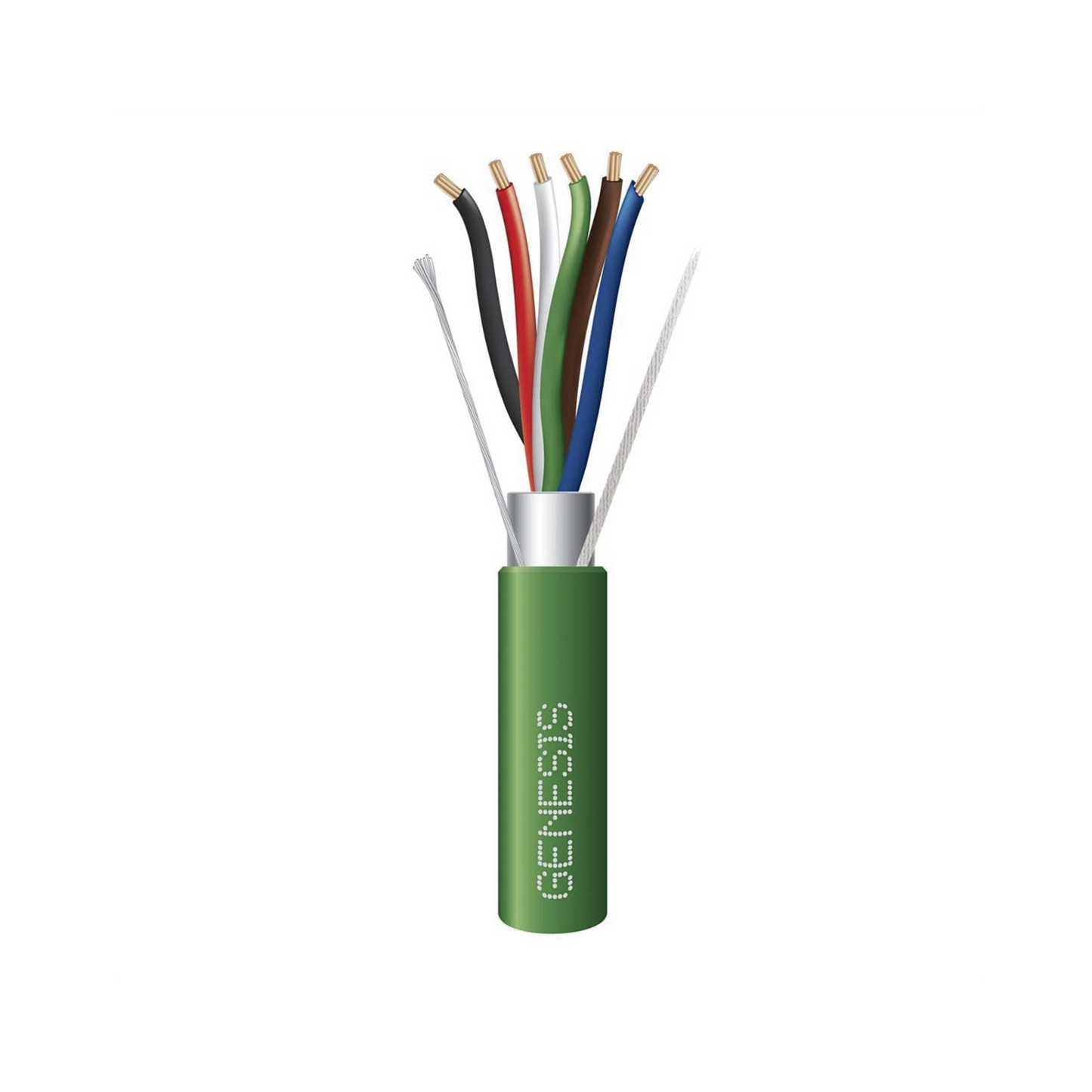 Bobina de 305 Metros de Cable 6x22 AWG / Blindado / Plenum de Color Verde / Para Aplicaciones de Audio, Seguridad y Control