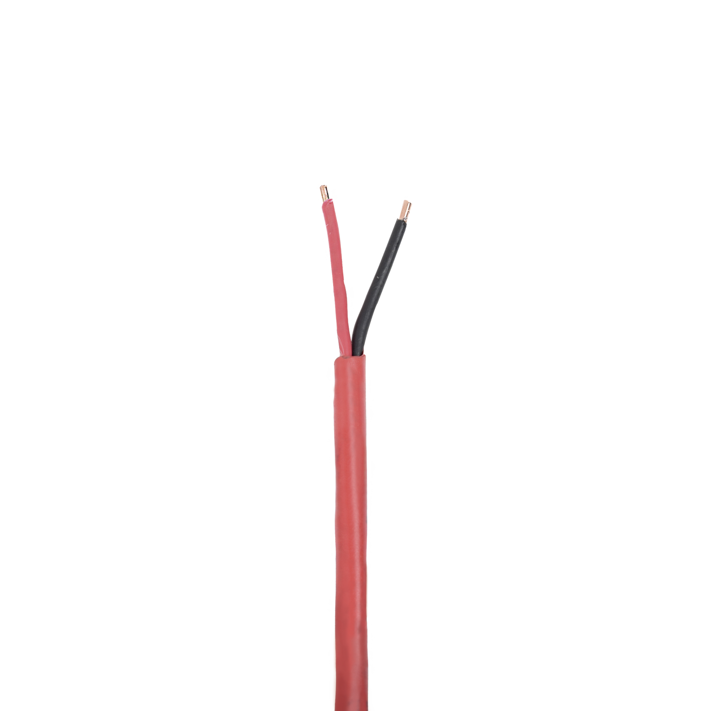 Bobina de 305 metros de alambre, 2 X 18 AWG, tipo FPLR-CL3R, FT4, de color rojo, resistente a la intemperie para aplicaciones en sistemas de detección de incendio y sistemas de evacuación.