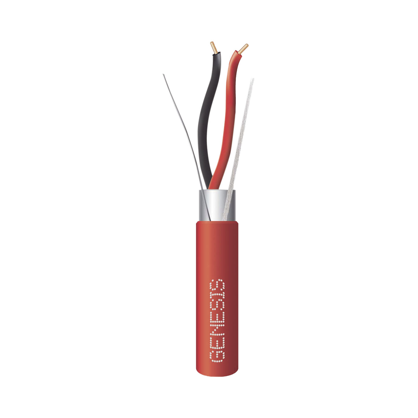 Bobina de 152 metros de alambre 2 x 18 AWG, BLINDADO, tipo FPLR, de color rojo, para aplicaciones en sistemas de detección de incendio y Sistemas de Evacuación.