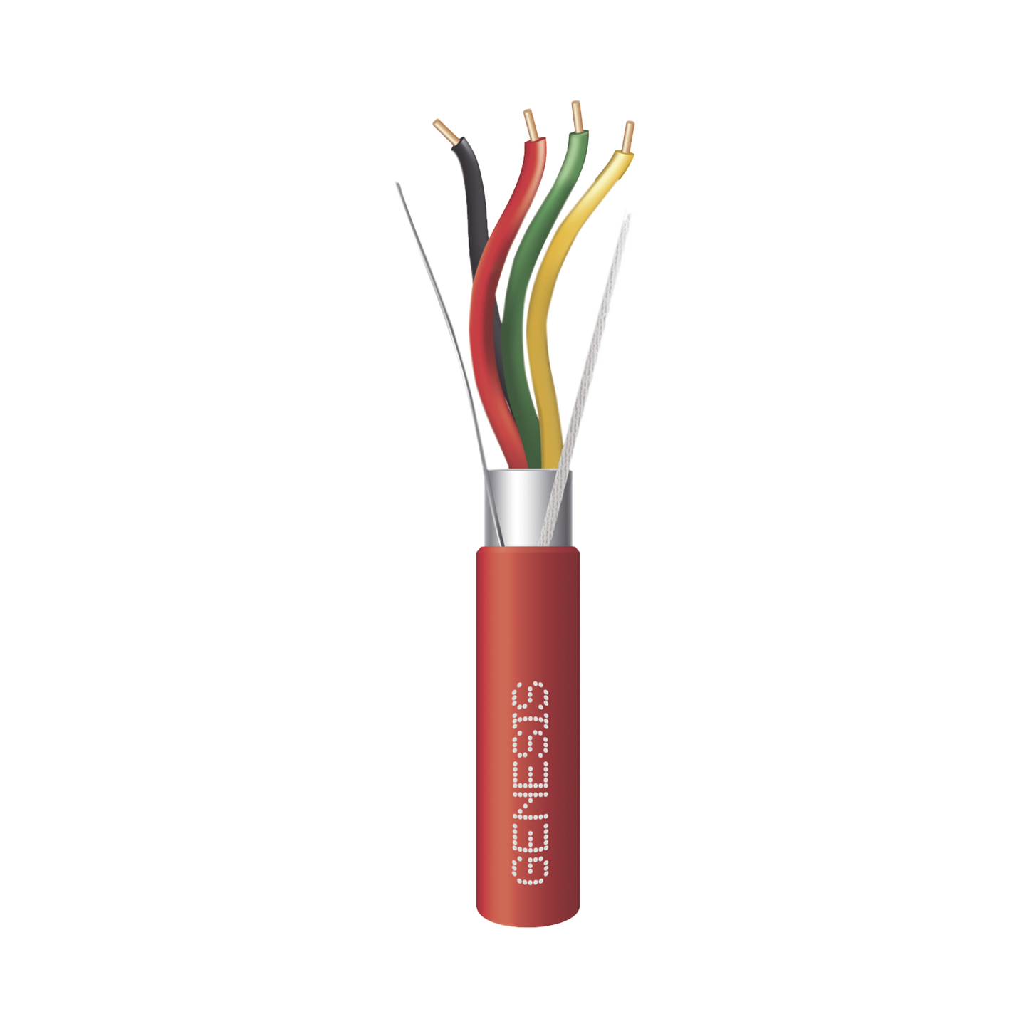Bobina de 152 metros de alambre 4 x 18 AWG, BLINDADO, tipo FPLR, de color rojo, para aplicaciones en sistemas de detección de incendio y Sistemas de Evacuación.