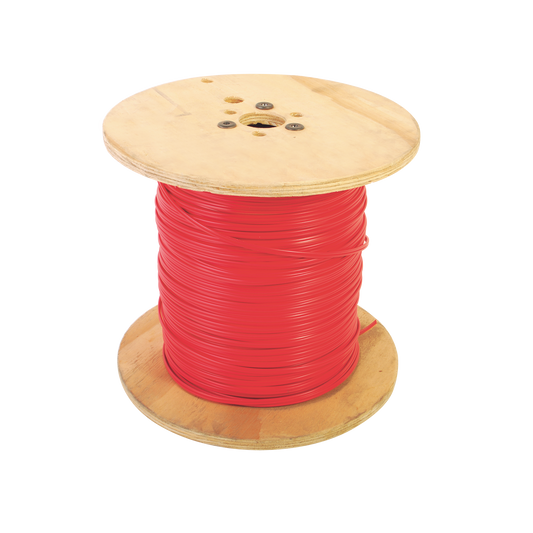 Bobina de alambre de 305 metros, 2 x 14 AWG, tipo FPLR-CL2R, color rojo, para aplicaciones en sistemas de detección de incendio y sistemas de voceo.