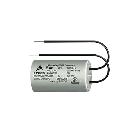 CAPACITOR DE ARRANQUE DE 8uF, 400V CON CABLES PARA BARRERA SERIE 615