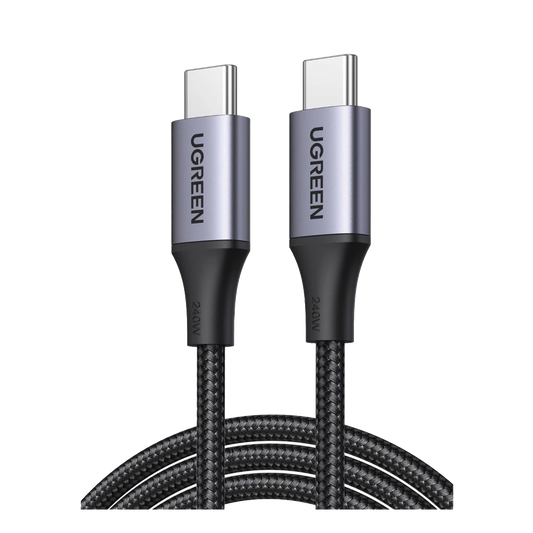 Cable USB-C a USB-C | 2 Metros | Potencia de Carga 240W | 48V/5A | PD3.1 /3.0 | 480 Mbps | Chip E-Market | Carcasa de Aluminio | Nylon Trenzado | 2 años de Garantía