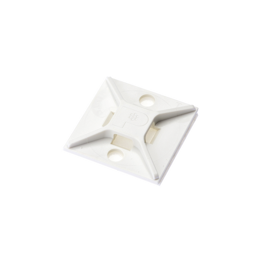 Sujetador Para Cable de 4 Vías, con Adhesivo, 25.4 x 25.4mm (1in x 1in), Color Blanco, 1 pieza