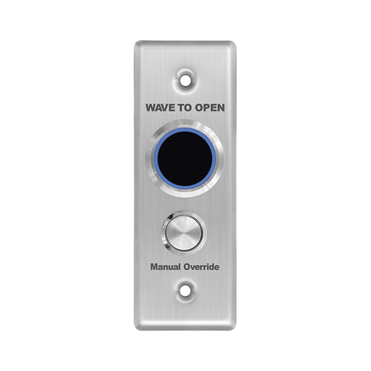 Botón de Salida Doble con Aro Iluminado / IP65 / Diseño Estético Delgado / Temporizador y Distancia Ajustable / Botón Sin Contacto y Botón de Contacto en uno solo