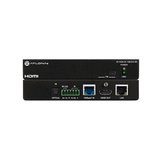 Receptor 4K HDR HDBaseT con control, Ethernet y alimentación remota
