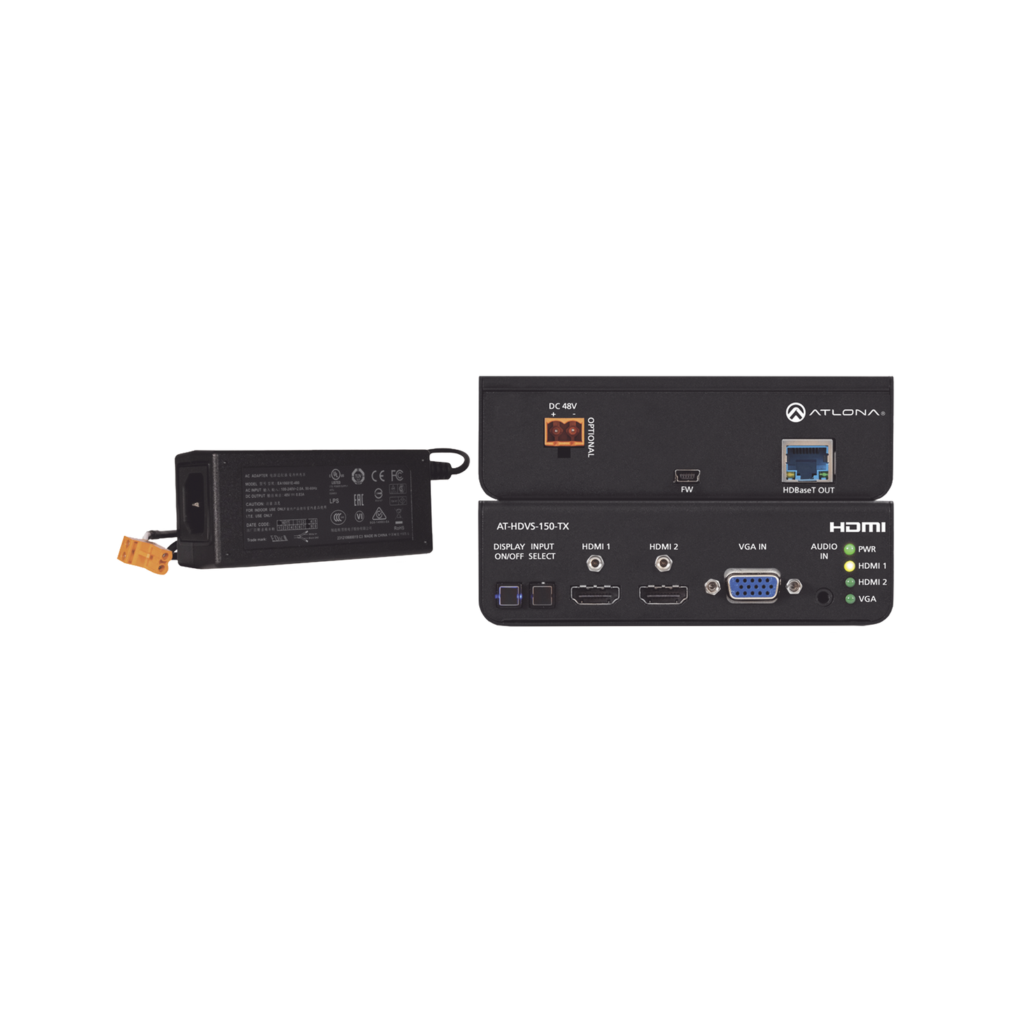 HDMI (2 INPUT) PLUS VGA SWITCHER W/ HDBASET OUTPUT ;  POE W/ POWER SUPPLY