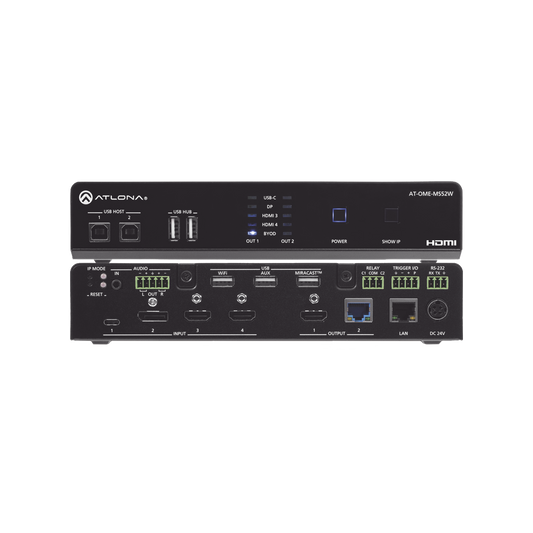 OMEGA 5X2 4K/UHD MULTIFORMAT MATRIX SWITCHER, WITH WIRELESS CASTING ,HDMI, USB-C, DISPLAY PORT, AND USB PASS THROUGH OVER HDBASET FOR EUROPE