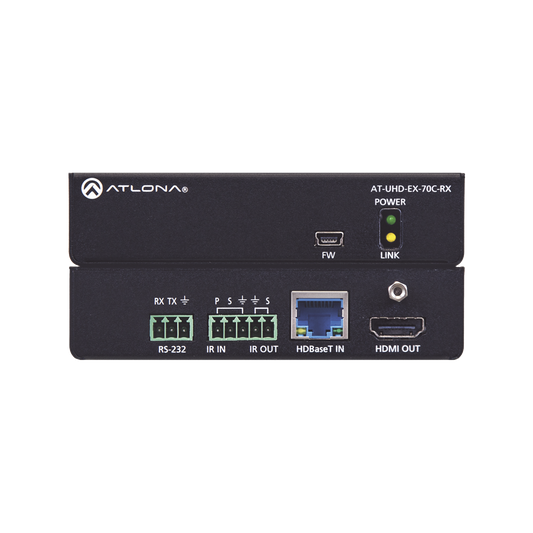 Receptor 4K/UHD HDMI sobre HDBaseT con control y PoE