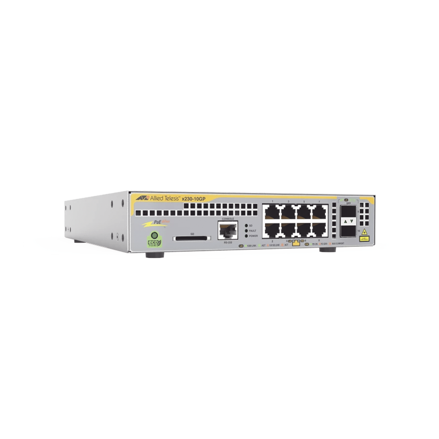 Switch PoE+ Administrable Capa 3 D/8 Ptos 10/100/1000 + 2 SFP Incluye Montaje AT-RKMT-J14