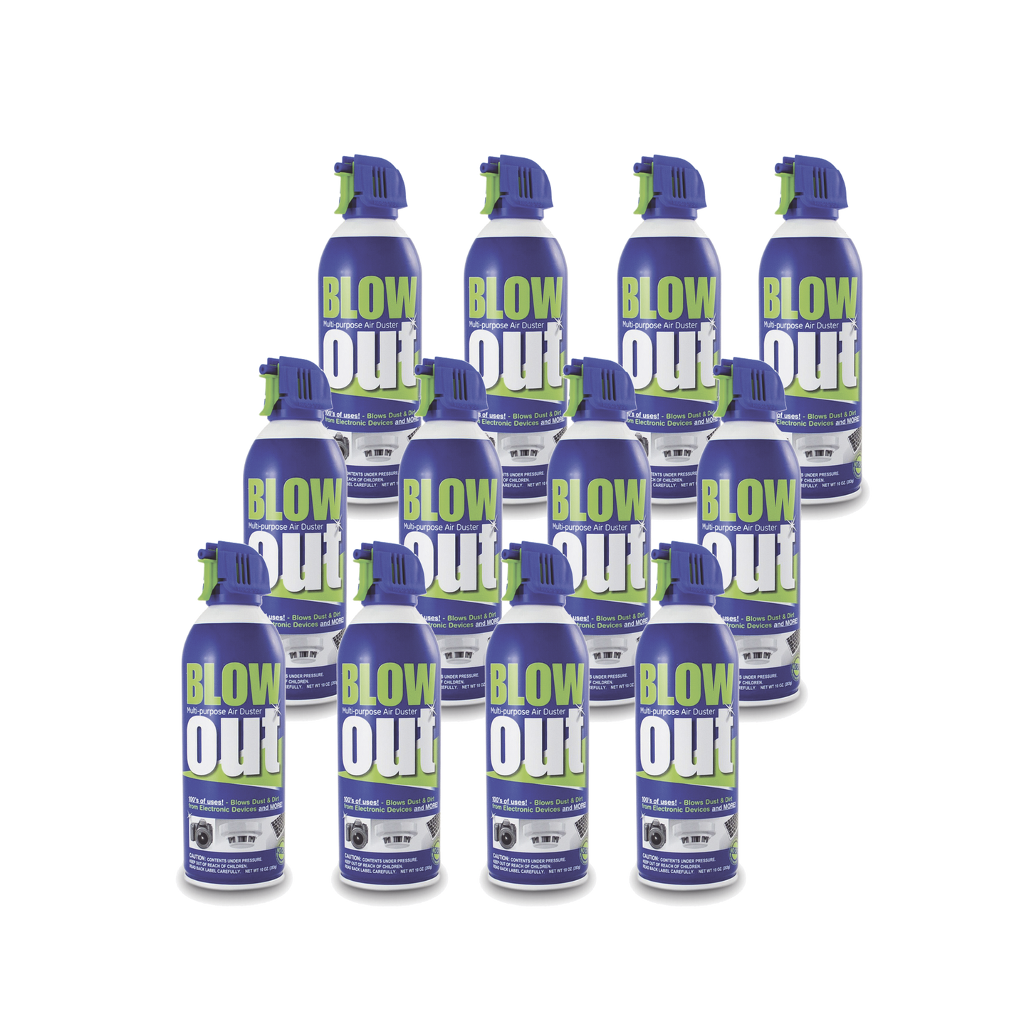 Paquete de 12 latas de quitapolvo multipropósito en aerosol, ideal para mantenimiento a detectores de humo y calor