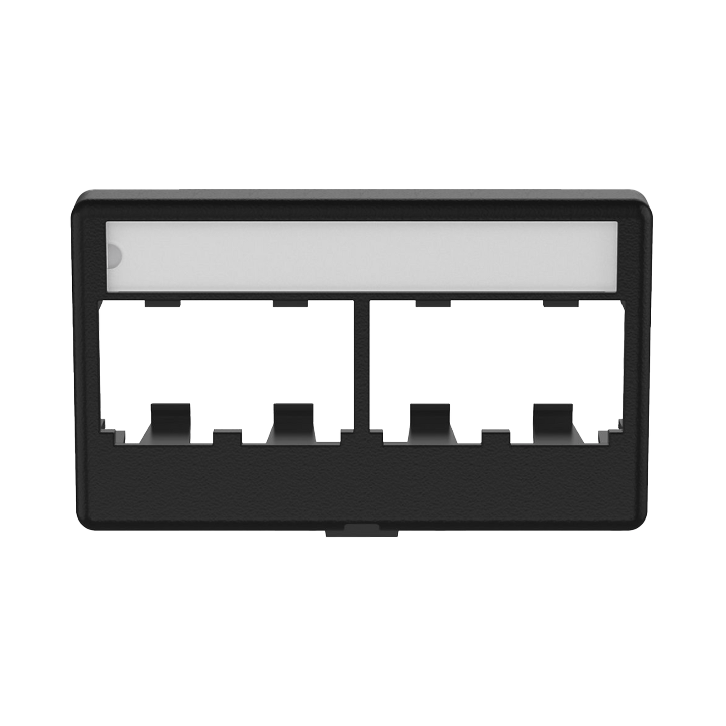 Placa de Mobiliario Modular Estándar, Salidas Para 4 Puertos Mini-Com, Con Espacio Para Etiquetas, Color Negro