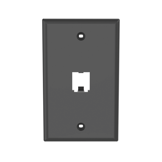 Placa de Pared Vertical Clásica, Salida Para 1 Puerto Mini-Com, Color Negro