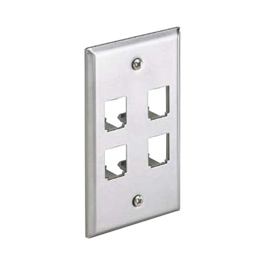 Placa de Pared Vertical, de Acero Inoxidable, Salida Para 4 Puertos Mini-Com