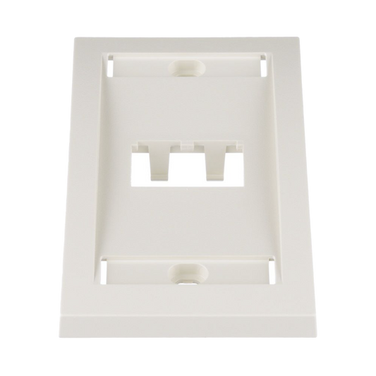 Placa de Pared Vertical Ejecutiva, Salida Para 2 Puertos Mini-Com, Con Espacios Para Etiquetas, Color Blanco Mate