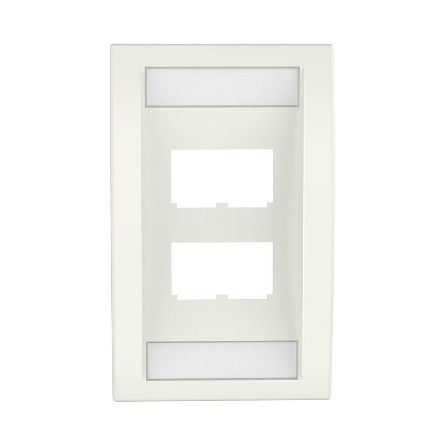 Placa de Pared Vertical Ejecutiva, Salida Para 4 Puertos Mini-Com, Con Espacios Para Etiquetas, Color Blanco Mate