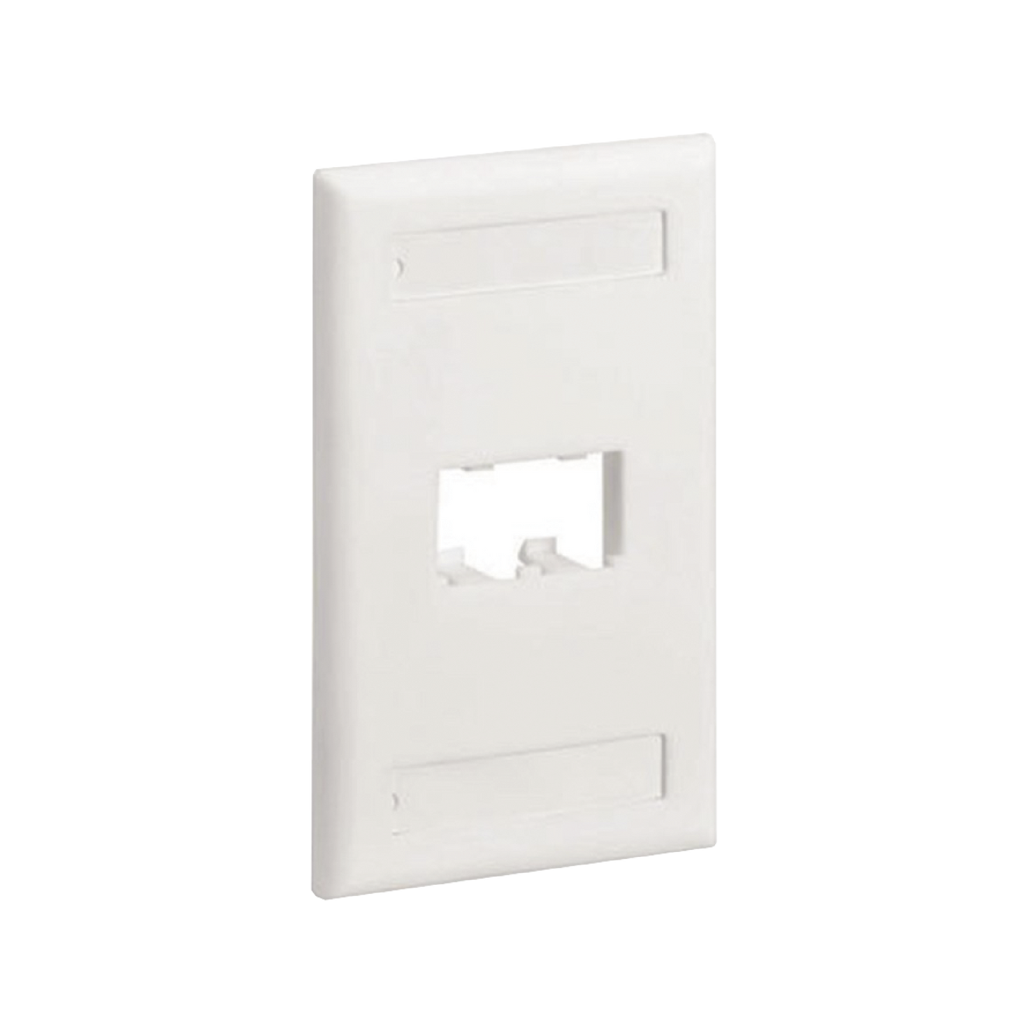 Placa de Pared Vertical Clásica, Salida Para 2 Puertos Mini-Com, Con Espacios Para Etiquetas, Color Blanco Mate