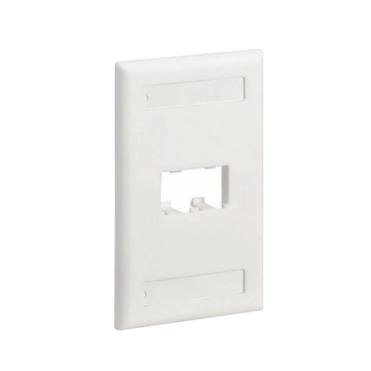 Placa de Pared Vertical Clásica, Salida Para 2 Puertos Mini-Com, Con Espacios Para Etiquetas, Color Blanco