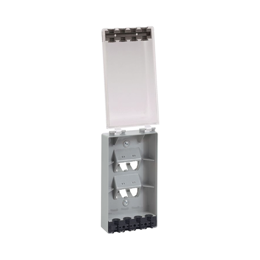 Placa de Pared Vertical, Resistente al Agua con Protección IP56, Acepta 4 Módulos Mini-Com, Color Claro
