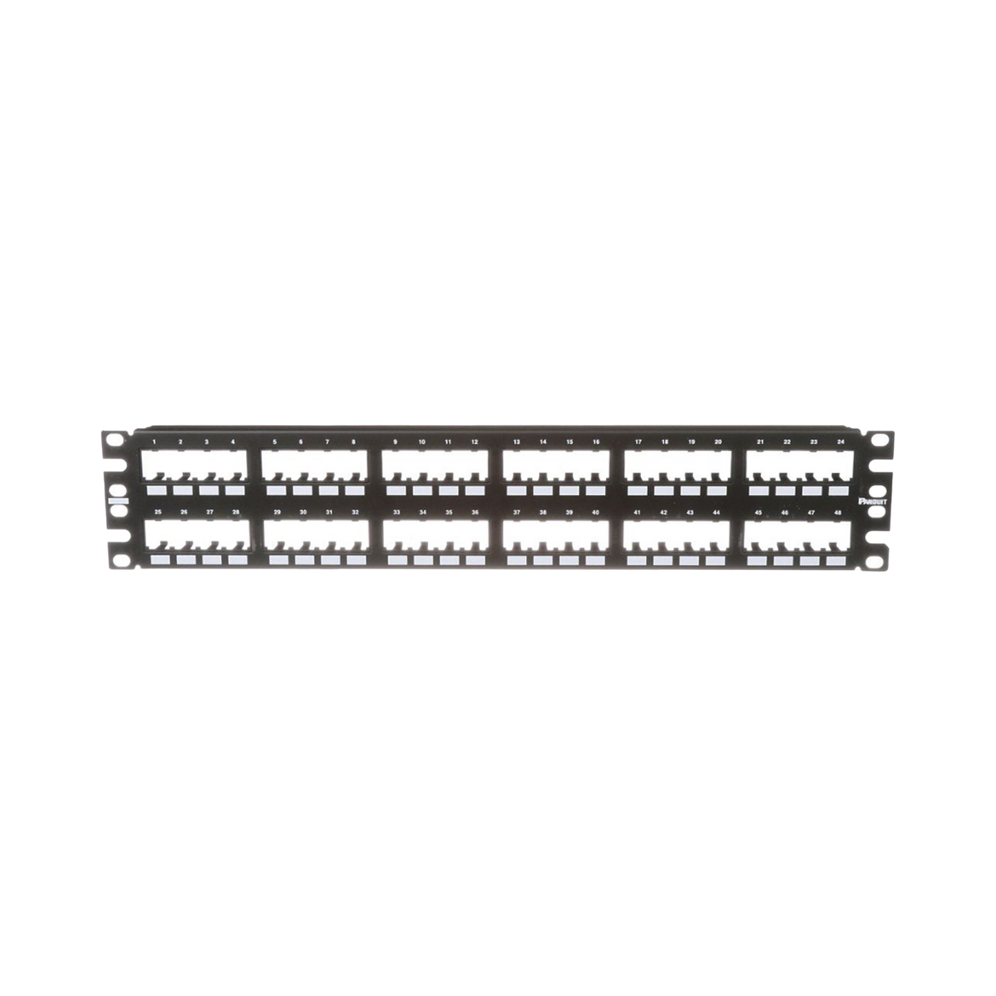 Panel de Parcheo Modular Mini-Com (Sin Conectores), Plano de Instalación al Ras, Sin Blindaje, de 48 puertos, 2UR