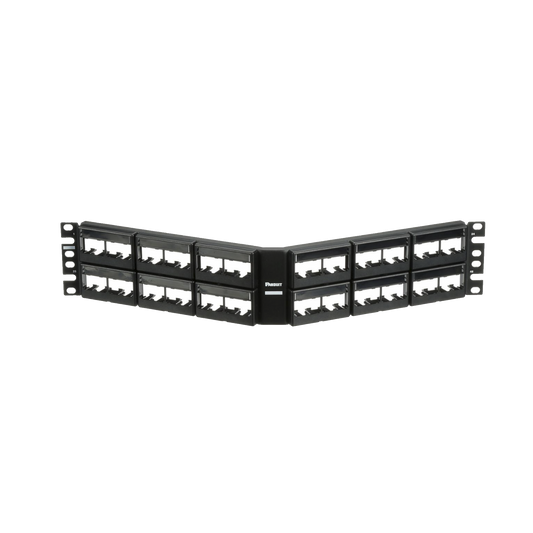 Panel de Parcheo Modular Mini-Com (Sin Conectores), Angulado, Sin Blindaje, Con Etiqueta y Cubierta, de 48 puertos, 2UR