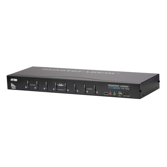 Switch KVM | 8 Puertos | DVI/VGA | Conexión en Cascada | Control de hasta 512 computadoras | USB 2.0 | Soporte Modo Difusión | Función Multipantalla