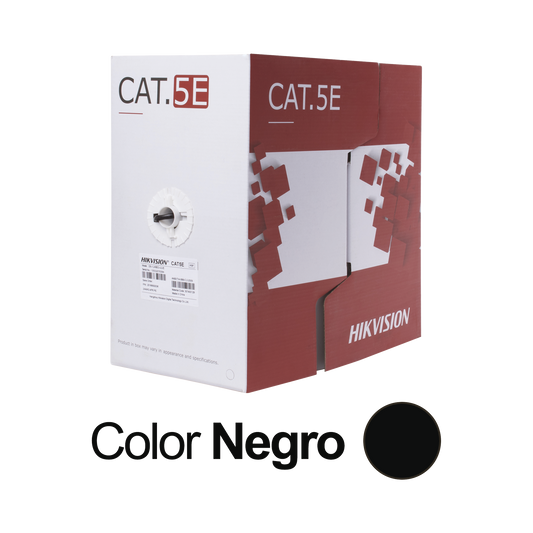 Bobina de Cable UTP 305 Mts / Cat 5E (24 AWG) / Color Negro / PE / Uso en Exterior / 100% Cobre / Aplicaciones de CCTV, Redes de Datos y Enlaces Inalámbricos