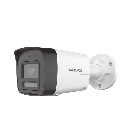 Bala IP 4 Megapixel / Lente 2.8 mm / Dual Light (30 mts IR + 20 mts Luz Blanca)  / Audio de Dos Vías /  Luz Intermitente y Alerta de Audio / Micrófono Integrado / ACUSENSE Lite / Exterior IP67 / H.265 / PoE / ONVIF / Micro SD