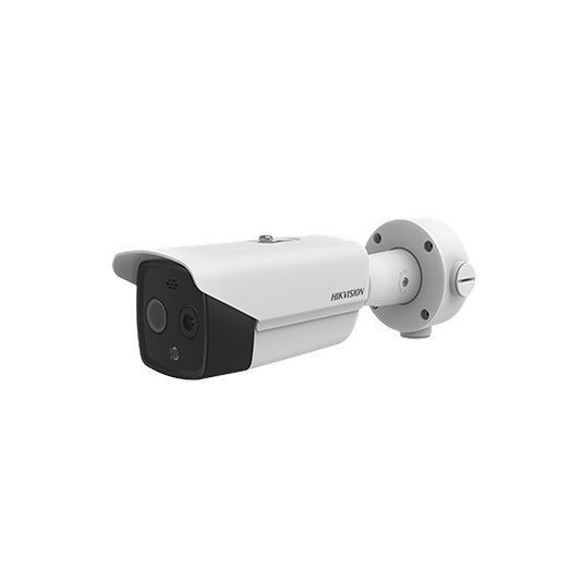 Bala IP Dual / Térmica 9.7 mm (160 x 120) / Óptico 8 mm (4 Megapixel) / DETECCIÓN DE PERSONAS 285 m /40 mts IR / Exterior IP67 / PoE / Termométrica / Detección de Temperatura / Sirena y Luz Inte / Micro SD 32 GB Incluida