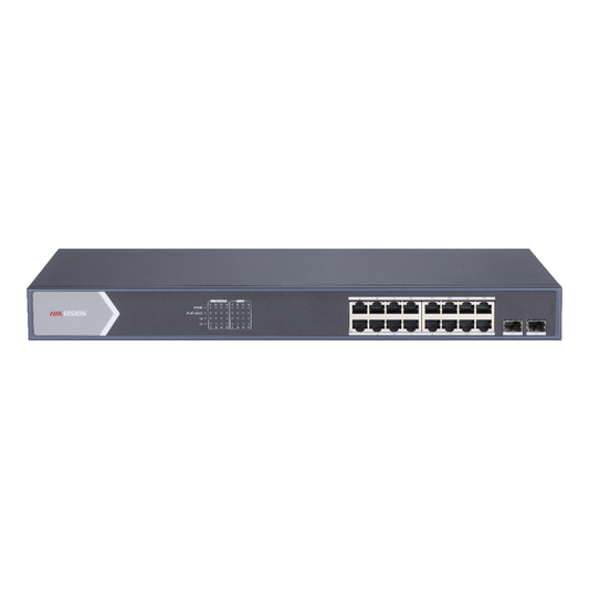 Switch Gigabit PoE+ / No Administrable / 16 puertos 10/100/1000 Mbps PoE+ / 2 puertos SFP de Uplink / 125 Watts