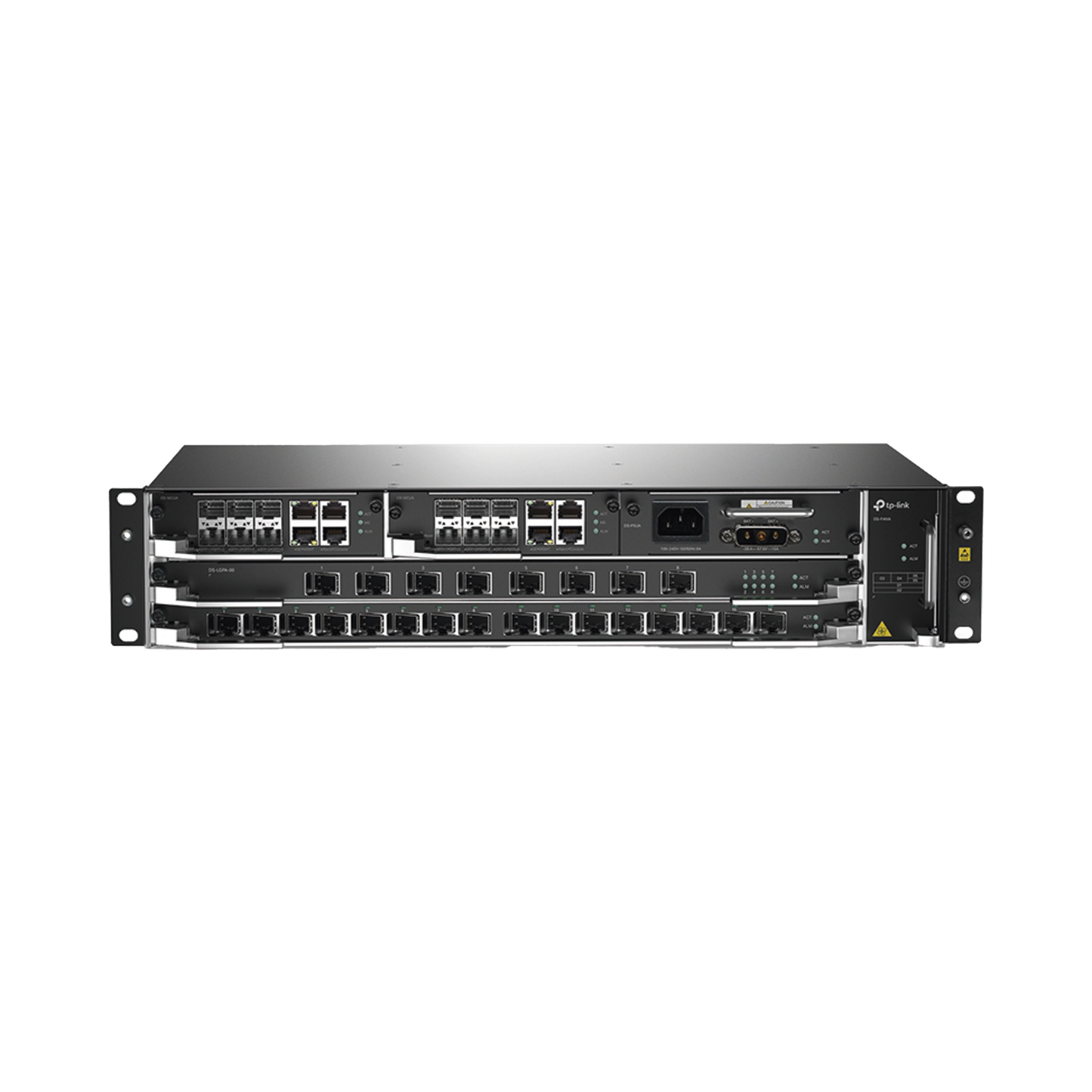 DeltaStream - OLT Módular GPON / Conexión de hasta 4,096 ONUs / 2 Tarjetas Main / Puertos Gigabit RJ45 Uplink / 4 Puertos SFP+ Uplink / Fuente Redundante AC- DC (incluida) / Administración desde la nube (DPMS)