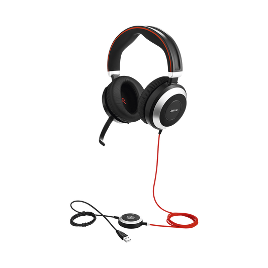 Jabra Evolve 80 con conexión USB / 3.5mm, cancelación activa/pasiva de ruido con indicador de ocupado (7899-823-109)