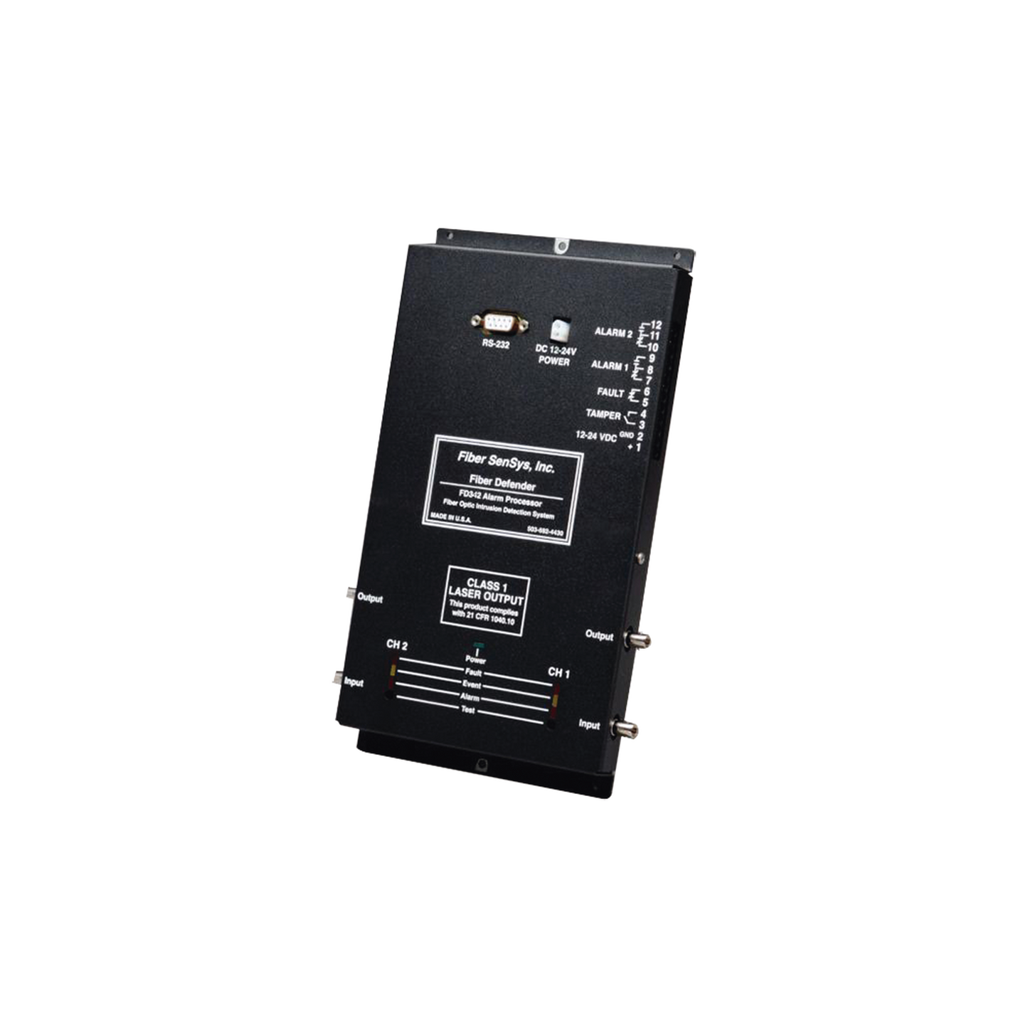 Sensor de Seguridad Perimetral de 1 Zona/Detección por Fibra Óptica Sensitiva / 0 a 5 Km de protección/ Hasta 20 Km de fibra insensitiva/ Comunicación IP