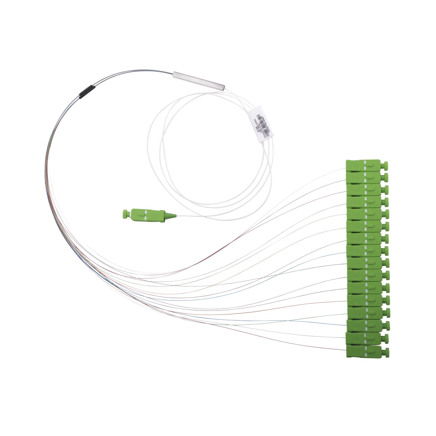 Divisor Óptico (Splitter) Tipo PLC, de 1x16, Con Conector de Entrada SC/APC y Conectores de Salida SC/APC