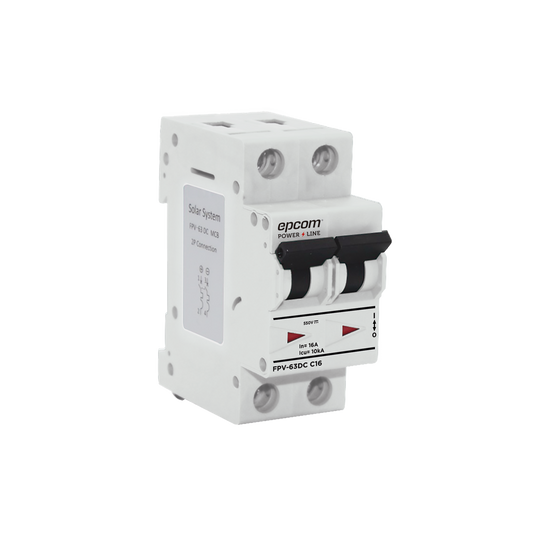 Protección Térmica 2P, 16A,  Corriente Directa  800 Vcc para Aplicación Fotovoltaica Montaje Riel DIN