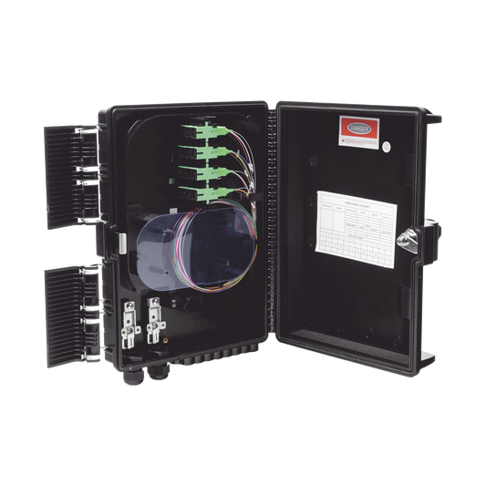 Cierre de Empalme para 24 fusiones de fibra óptica, Interior/Exterior, con 16 acopladores SC/APC y splitter 1x16, IP65