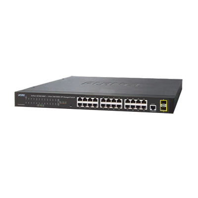 Switch Administrable Capa 2 de 24 Puertos Gigabit 10/100/1000T, 2 Puertos SFP 100/1000X , Cuenta con una Interfaz de Consola