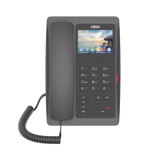 (H5W Color Negro)Teléfono IP WiFi para Hotelería, profesional de gama alta con pantalla LCD de 3.5 pulgadas a color, 6 teclas programables para servicio rápido (Hotline) PoE