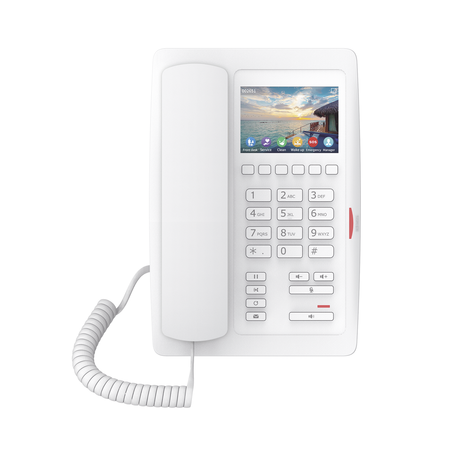 (H5W Color Blanco)Teléfono IP WiFi para Hotelería, profesional de gama alta con pantalla LCD de 3.5 pulgadas a color, 6 teclas programables para servicio rápido (Hotline) PoE
