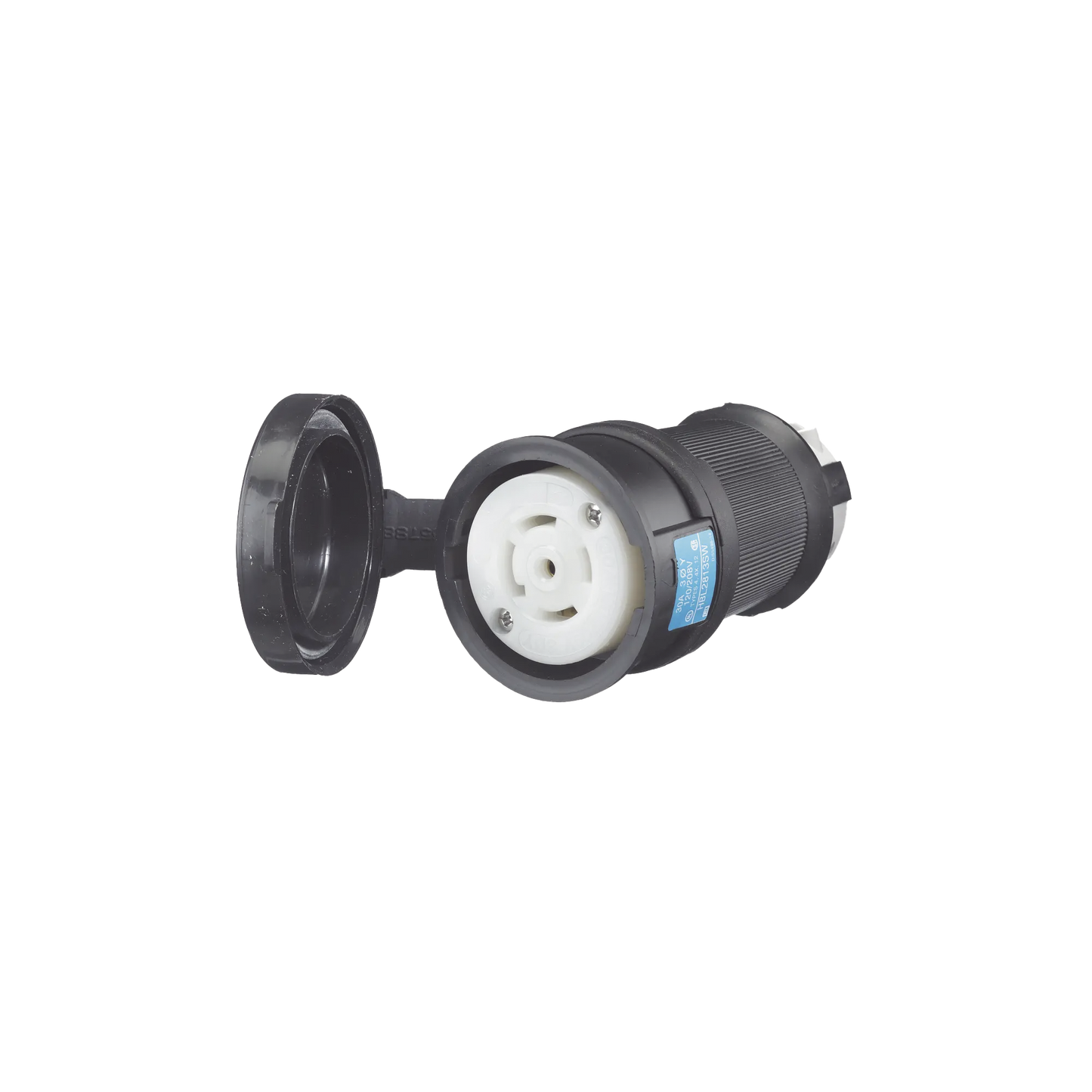 Conector Industrial con Bloqueo de Media Vuelta / 30 A 120/208 V CA / Nema L21-30R / 4 Polos 5 Hilos / Color Blanco y Negro / / Grado Industrial.