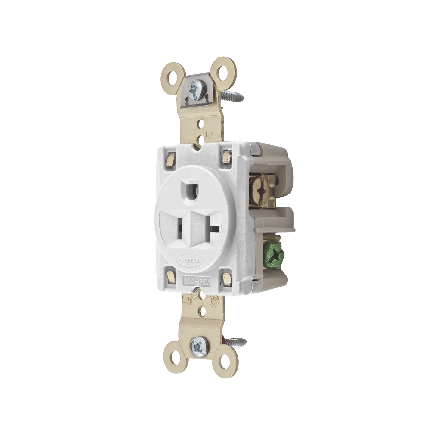 Contacto Sencillo / 20 A 125 V / 2 Polos 3 Hilos / Nema 5-20R / Color Blanco / Grado Industrial.