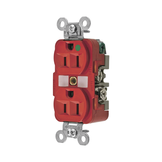 Contacto Dúplex 15 A, 125 V, 2 polos, 3 Hilos, Color Rojo (Nema 5-15R), Grado Hospital.