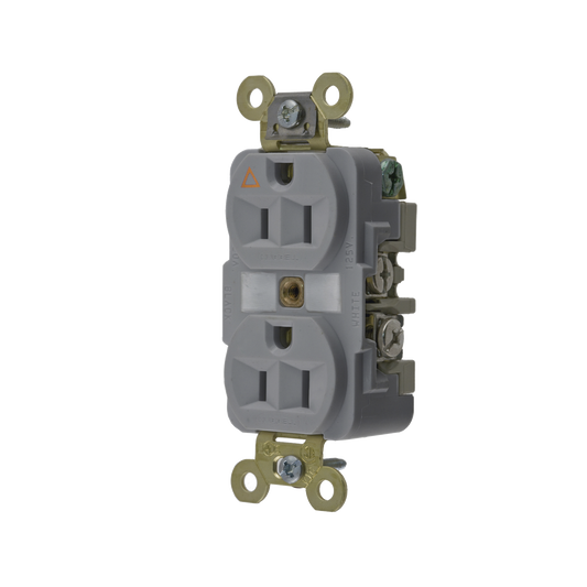 Contacto Dúplex Conexión a Tierra Aislada 15A 125V/ 2 Polos 3 Hilos/ Color Gris/ Nema 5-15R/ Grado Industrial.