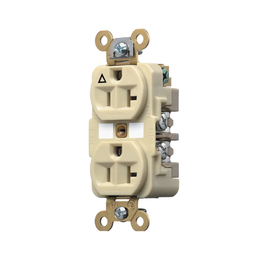 Contacto Dúplex Conexión a Tierra Aislada/ 20 A 125 V/ 2 polos 3 Hilos/ Color Marfil/ Nema 5- 20R/ Grado Industrial.