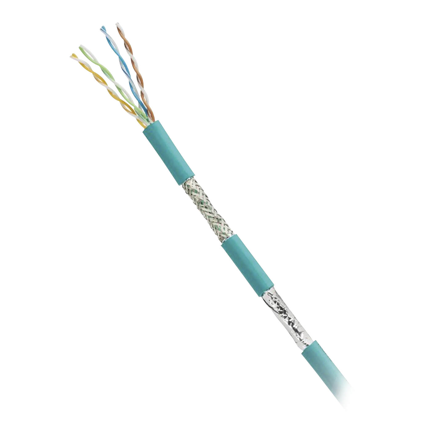 Bobina de Cable Blindado SF/UTP Categoría 5e de 4 pares, Uso Industrial con Resistencia al Aceite y Rayos UV, Multifilar 24/7 (Flexible), Color Azul Cerceta, Bobina de 305m