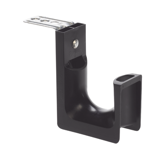 Sujetador tipo J (J-Hook), Con Soporte para Montaje en Techo, Para 46 Cables Cat6, Nylon 6.6, Color Negro, 1 pieza